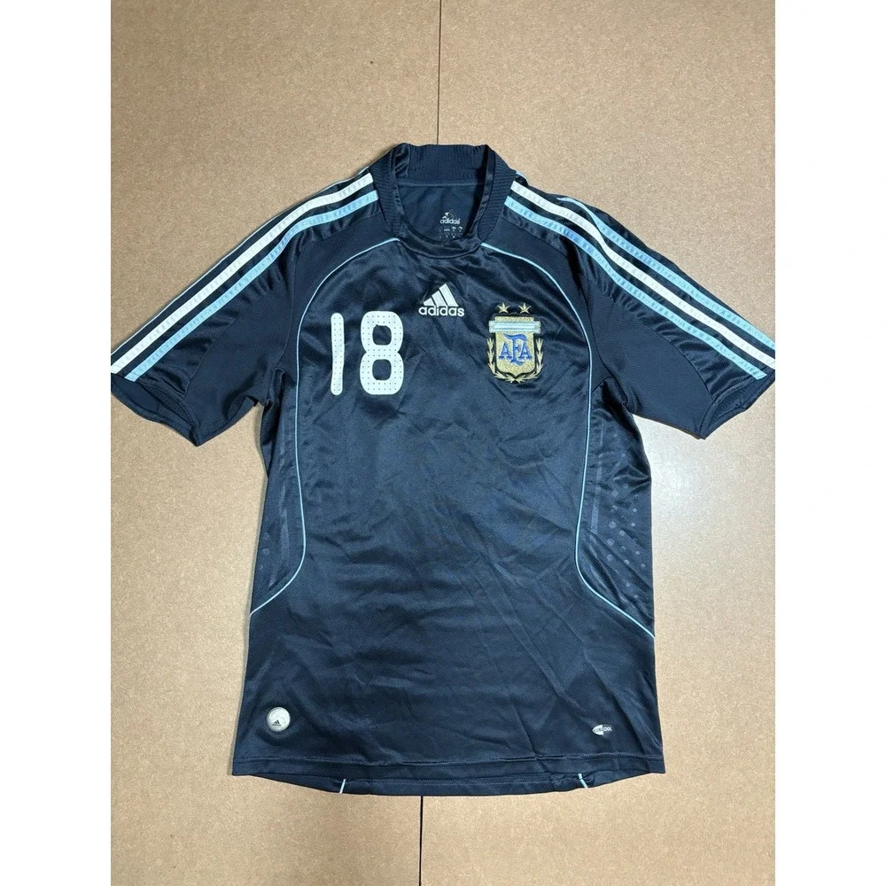 Adidas Argentina Lionel Messi Player Issue #18 Jersey 2007 2008 Away Blue Large